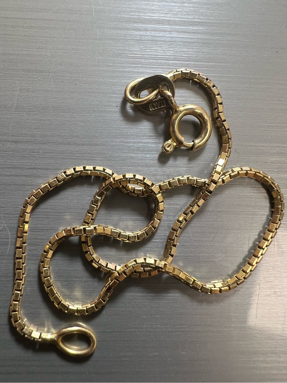 14K Gold Box Chain Bracelet